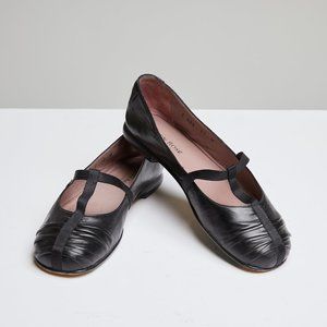 Taryn Rose Black Nappa Leather Ballet Flats